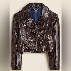 J. Crew Collection Moto Jacket in 
Crocodile-Embossed Leather  NWT Sz. Med